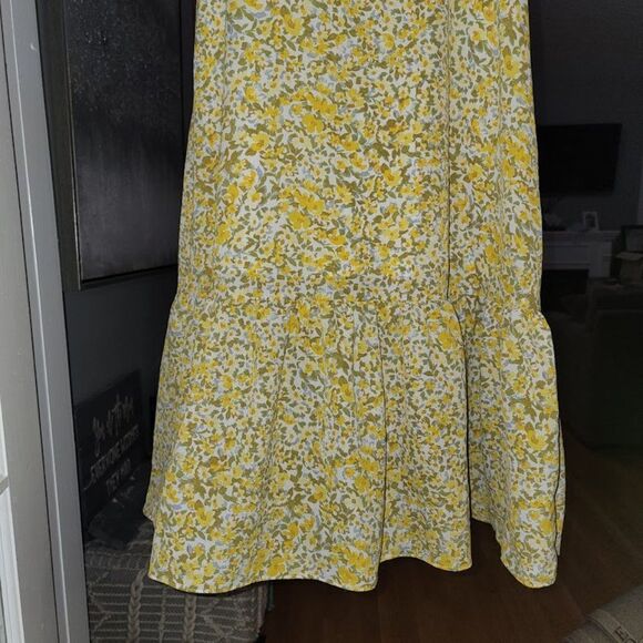 BCBG Eneration Women's Ruffle Strap Square Neck yellow Floral Midi Dress… - Picture 9 of 12